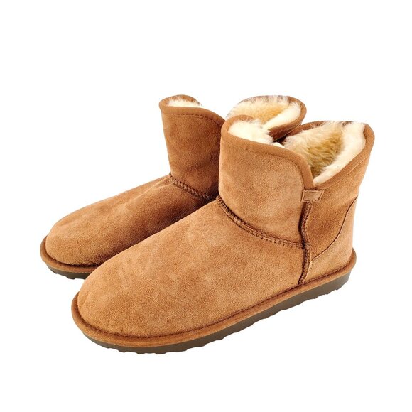 Kirkland 8 Real Fur Boots Shearling Sheepskin Suede Scalloped Fold over Shoes - Picture 13 of 16